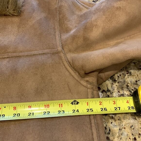 Brown Fur Coat Faux Suede Shearling Jacket women’s XL Penny Lane Y2K vintage - Picture 7 of 8